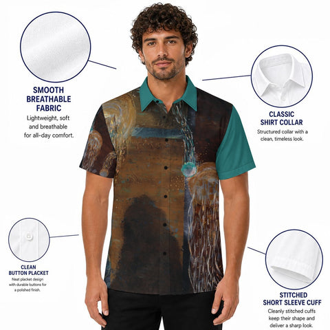 The Gathering (Turquioise) Print Men's Shirt