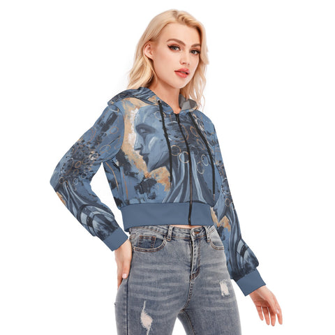 Blossoming Thoughts Crop Top Hoodie With Zipper Closure