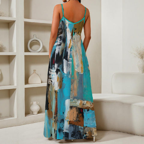 Coral Women's Elegant V-Neck Maxi Dress
