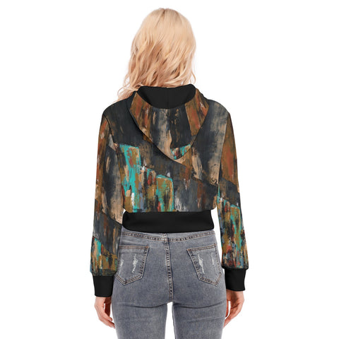 Seabed Crop Top Hoodie With Zipper Closure