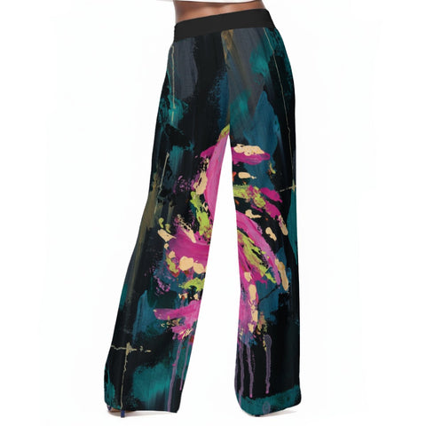 Light of the Eighties Women's Casual Wide-Leg Pants|100% Rayon