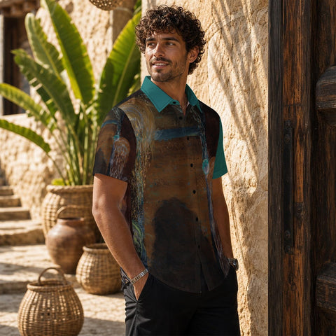 The Gathering (Turquioise) Print Men's Shirt
