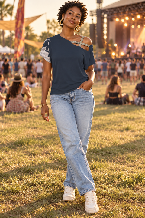 Steam Angel Sleeve Women's T-shirt With Elastic Band